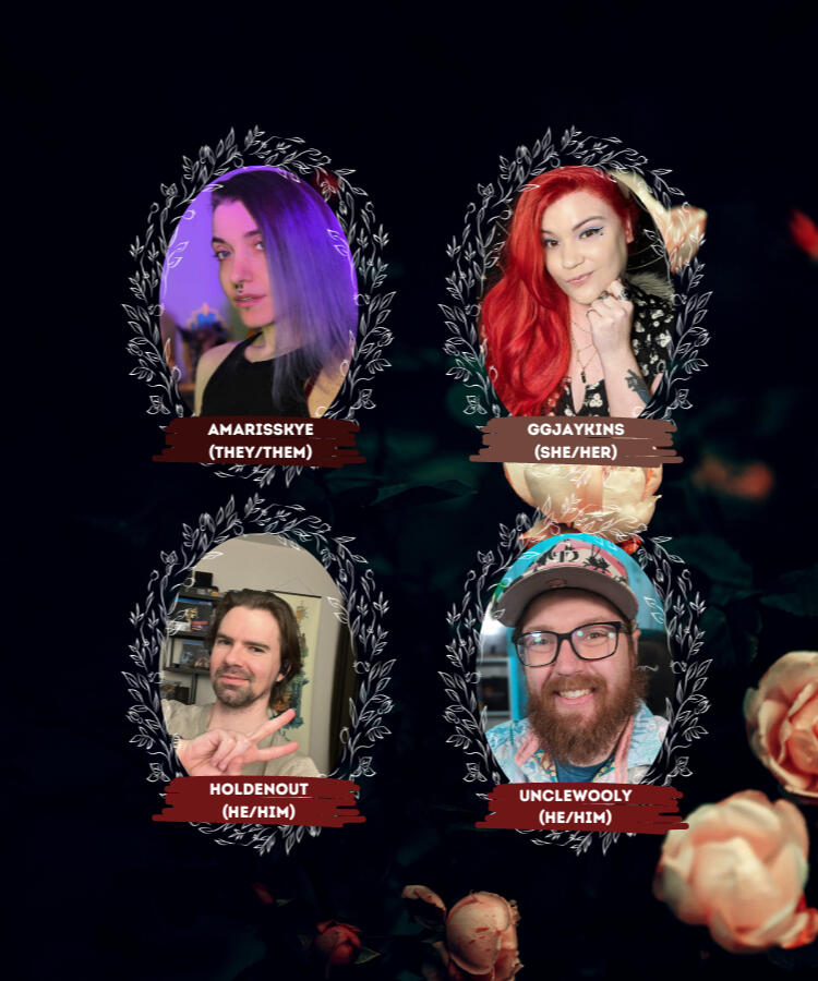 A promo graphic showing the streamers participating in the Hoonter Gathering Extragavanza on a dark background